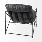 Faux Leather Accent Chair – Brown / Black, Modern Style, X-Frame Metal Legs, Seats 1
