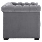 Chesterfield Armchair – Midnight Blue / Aqua / Grey / Ivory, Performance Velvet, Button Tufted, Seats 1