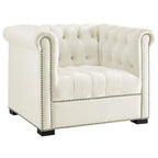 Chesterfield Armchair – Midnight Blue / Aqua / Grey / Ivory, Performance Velvet, Button Tufted, Seats 1