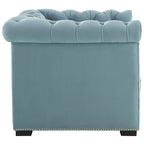 Chesterfield Armchair – Midnight Blue / Aqua / Grey / Ivory, Performance Velvet, Button Tufted, Seats 1