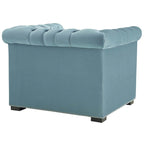 Chesterfield Armchair – Midnight Blue / Aqua / Grey / Ivory, Performance Velvet, Button Tufted, Seats 1