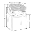 Dining Arm Chair – Grey / Beige / White / Black, Velvet Seat, Rattan Back, Powder-Coated Steel Legs, Mid-Century Modern Style, Seats 1