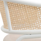 Dining Arm Chair – Grey / Beige / White / Black, Velvet Seat, Rattan Back, Powder-Coated Steel Legs, Mid-Century Modern Style, Seats 1