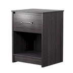 Nightstand & Side Table – Black / Brown, 1 Drawer, Engineered Wood, Minimalist Style