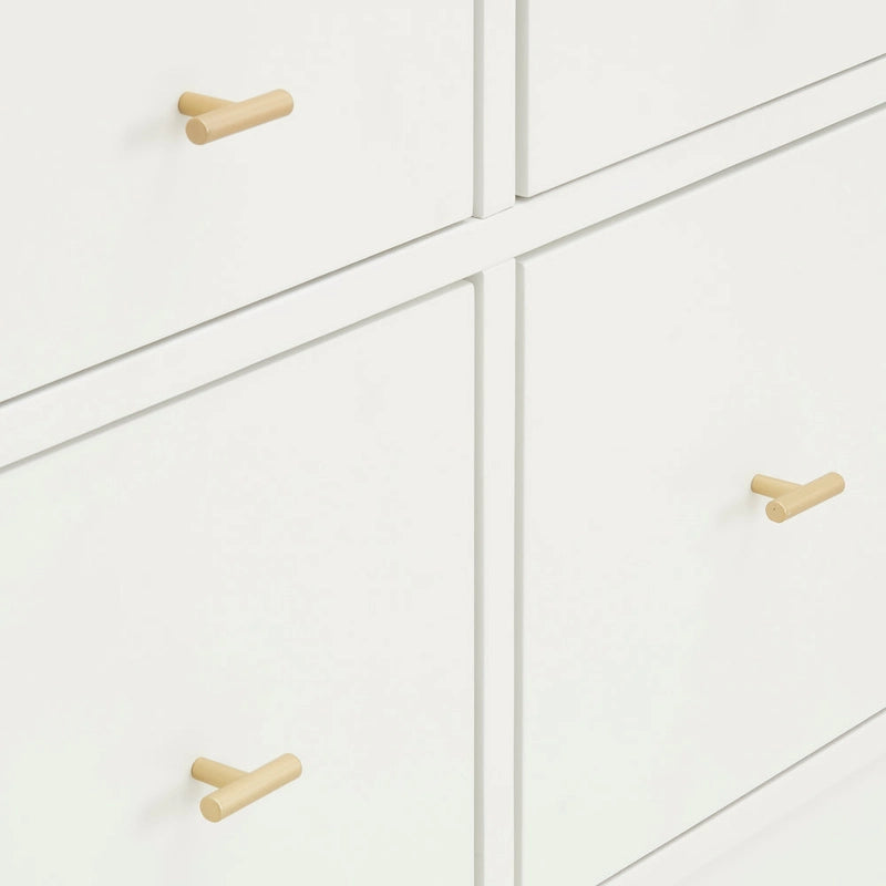 8-Drawer Dresser – White / Blue, Gold Pulls, Rubberwood & Plywood, Modern Style