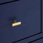 8-Drawer Dresser – White / Blue, Gold Pulls, Rubberwood & Plywood, Modern Style