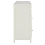 8-Drawer Dresser – White / Blue, Gold Pulls, Rubberwood & Plywood, Modern Style