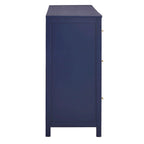 8-Drawer Dresser – White / Blue, Gold Pulls, Rubberwood & Plywood, Modern Style