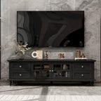 70.9-Inch TV Stand – White, Modern Style, Tempered Glass Doors & 4 Drawers