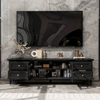 70.9-Inch TV Stand – White, Modern Style, Tempered Glass Doors & 4 Drawers