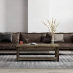 48-Inch Rustic Coffee Table – Barnwood, Knotty Alder Wood, 1 Lower Shelf