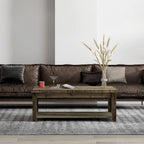 48-Inch Rustic Coffee Table – Barnwood, Knotty Alder Wood, 1 Lower Shelf