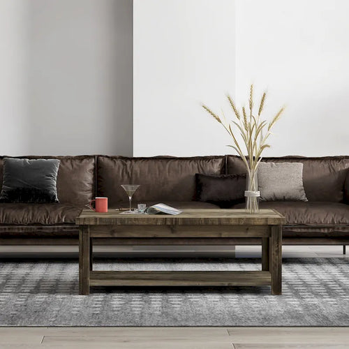 48-Zoll Rustikaler Couchtisch – Barnwood, Knotty Alder Holz, 1 untere Ablage