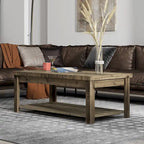 48-Inch Rustic Coffee Table – Barnwood, Knotty Alder Wood, 1 Lower Shelf