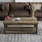 48-Inch Rustic Coffee Table – Barnwood, Knotty Alder Wood, 1 Lower Shelf