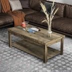 48-Inch Rustic Coffee Table – Barnwood, Knotty Alder Wood, 1 Lower Shelf