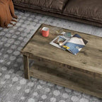 48-Inch Rustic Coffee Table – Barnwood, Knotty Alder Wood, 1 Lower Shelf
