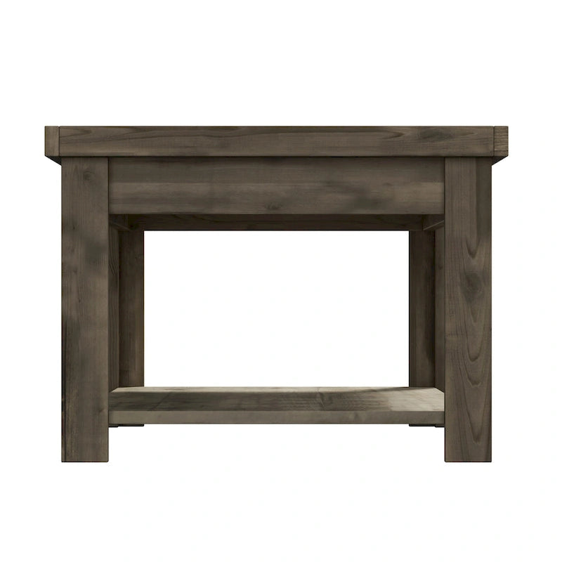 48-Inch Rustic Coffee Table – Barnwood, Knotty Alder Wood, 1 Lower Shelf