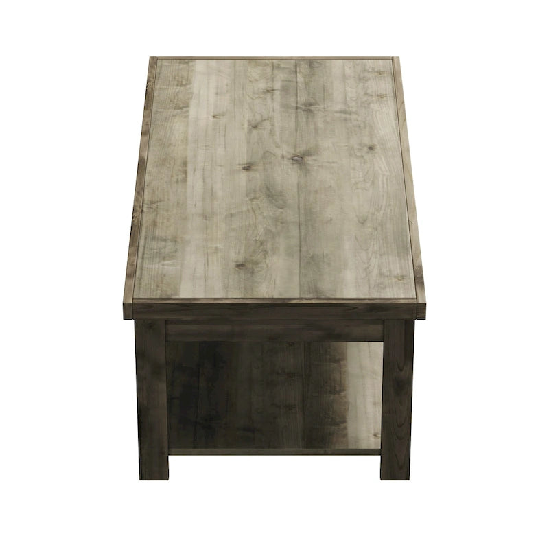 48-Inch Rustic Coffee Table – Barnwood, Knotty Alder Wood, 1 Lower Shelf