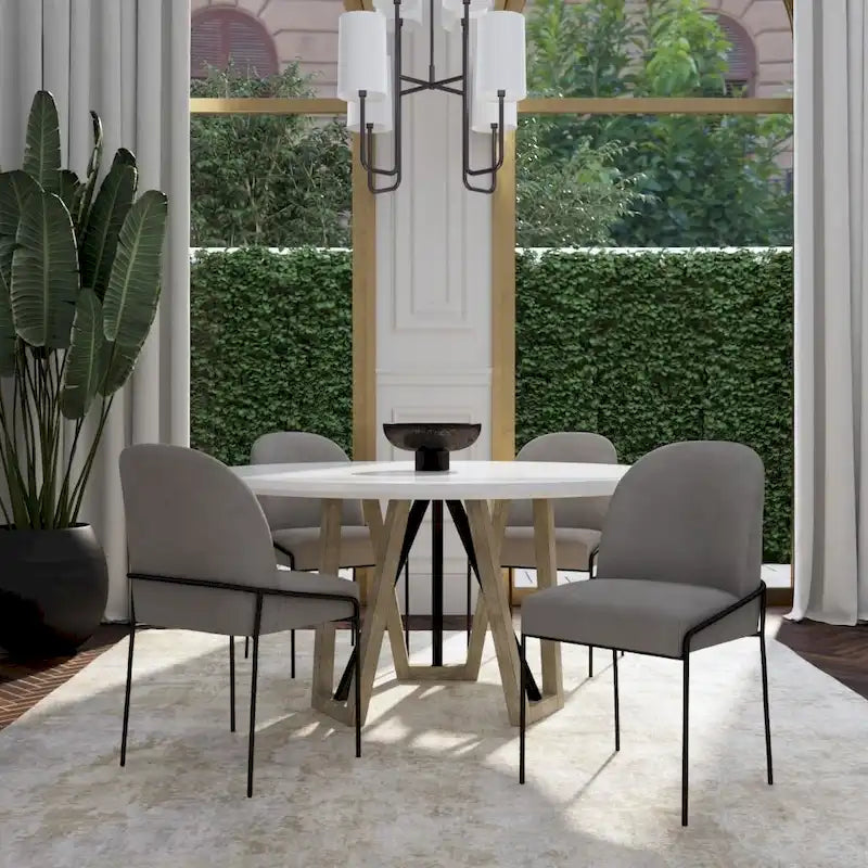 Velvet Upholstered Dining Chair – Loden Green / Fawn, Curved Back, Matte Black Metal Legs, Modern Style, Seats 1