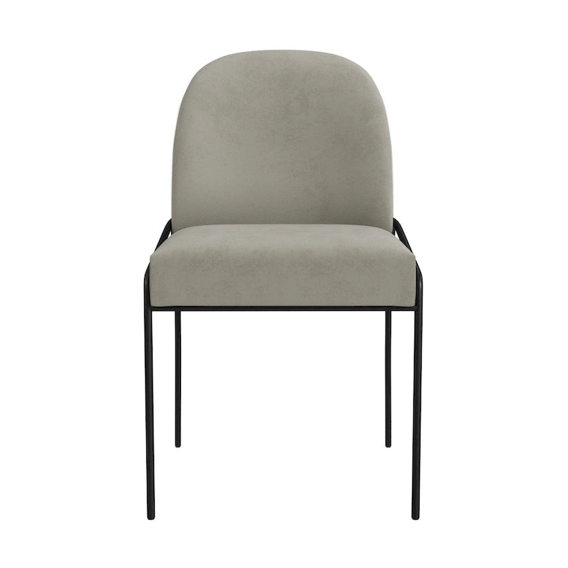 Velvet Upholstered Dining Chair – Loden Green / Fawn, Curved Back, Matte Black Metal Legs, Modern Style, Seats 1