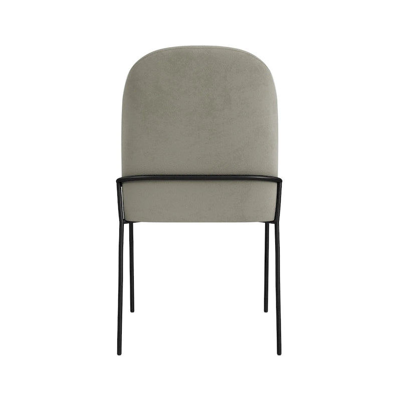 Velvet Upholstered Dining Chair – Loden Green / Fawn, Curved Back, Matte Black Metal Legs, Modern Style, Seats 1