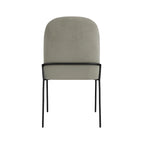 Velvet Upholstered Dining Chair – Loden Green / Fawn, Curved Back, Matte Black Metal Legs, Modern Style, Seats 1