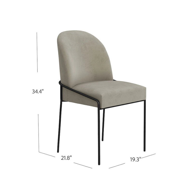 Velvet Upholstered Dining Chair – Loden Green / Fawn, Curved Back, Matte Black Metal Legs, Modern Style, Seats 1