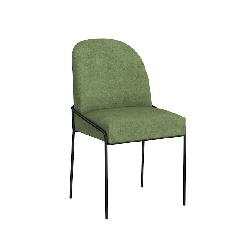 Velvet Upholstered Dining Chair – Loden Green / Fawn, Curved Back, Matte Black Metal Legs, Modern Style, Seats 1