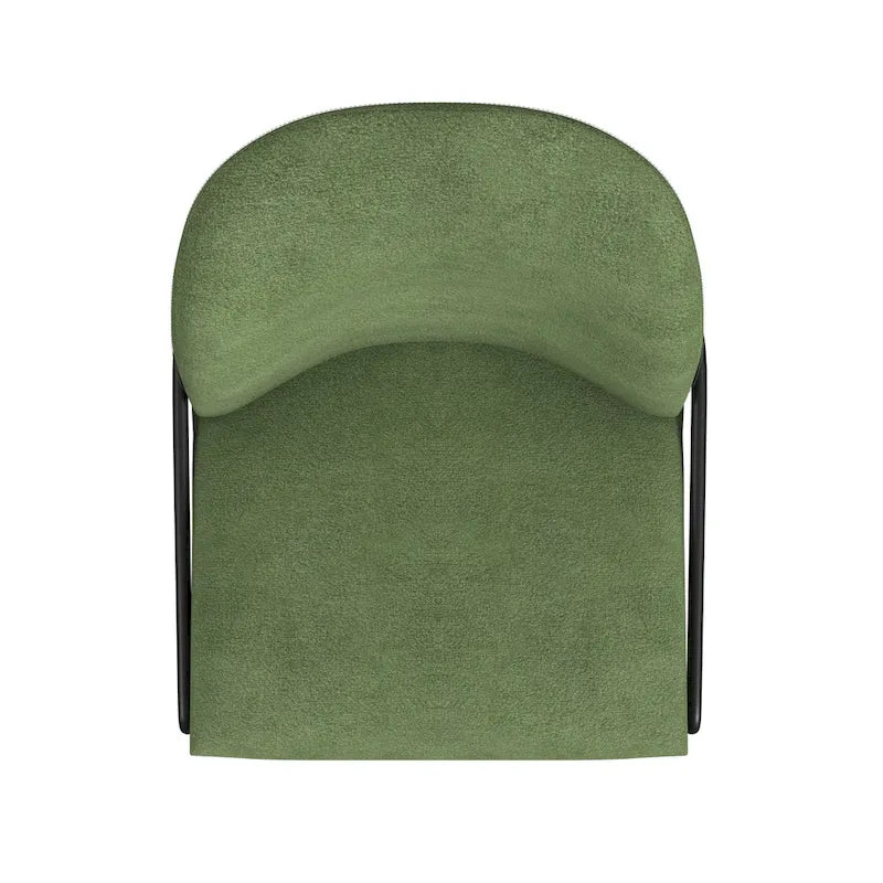 Velvet Upholstered Dining Chair – Loden Green / Fawn, Curved Back, Matte Black Metal Legs, Modern Style, Seats 1