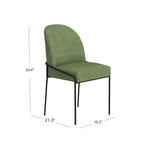 Velvet Upholstered Dining Chair – Loden Green / Fawn, Curved Back, Matte Black Metal Legs, Modern Style, Seats 1