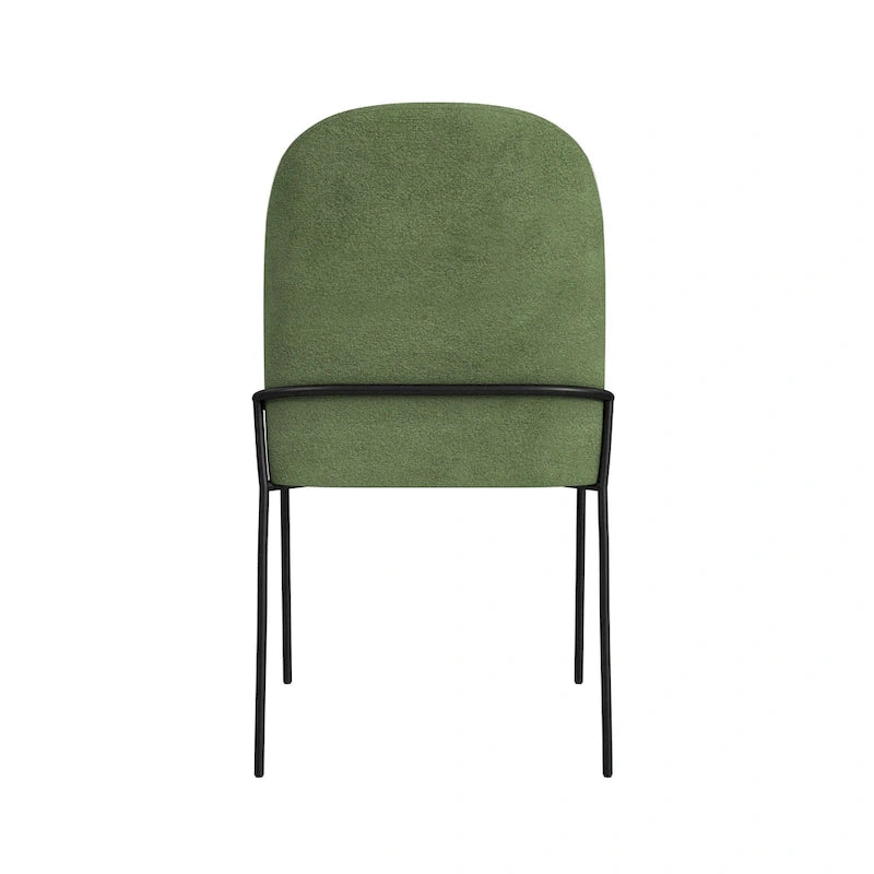 Velvet Upholstered Dining Chair – Loden Green / Fawn, Curved Back, Matte Black Metal Legs, Modern Style, Seats 1