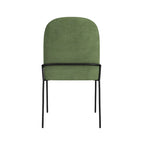 Velvet Upholstered Dining Chair – Loden Green / Fawn, Curved Back, Matte Black Metal Legs, Modern Style, Seats 1