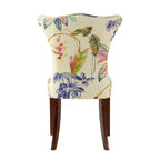 Armless Upholstered Dining Chair – Off-White Floral / Gold Floral / Moss Green / Jet Black / Brown Floral / Midnight Blue, Curved Back, Nailhead Trim, Seats 1