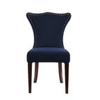 Armless Upholstered Dining Chair – Off-White Floral / Gold Floral / Moss Green / Jet Black / Brown Floral / Midnight Blue, Curved Back, Nailhead Trim, Seats 1