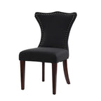 Armless Upholstered Dining Chair – Off-White Floral / Gold Floral / Moss Green / Jet Black / Brown Floral / Midnight Blue, Curved Back, Nailhead Trim, Seats 1