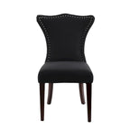 Armless Upholstered Dining Chair – Off-White Floral / Gold Floral / Moss Green / Jet Black / Brown Floral / Midnight Blue, Curved Back, Nailhead Trim, Seats 1
