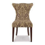 Armless Upholstered Dining Chair – Off-White Floral / Gold Floral / Moss Green / Jet Black / Brown Floral / Midnight Blue, Curved Back, Nailhead Trim, Seats 1