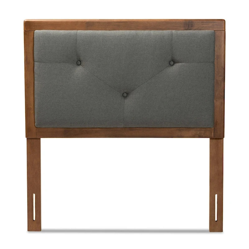 Button-Tufted Fabric Headboard – Dark Grey / Walnut Brown, Transitional Style, Adjustable Height, Twin / Full / Queen / King