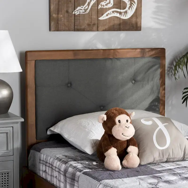 Button-Tufted Fabric Headboard – Dark Grey / Walnut Brown, Transitional Style, Adjustable Height, Twin / Full / Queen / King