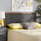 Button-Tufted Fabric Headboard – Dark Grey / Walnut Brown, Transitional Style, Adjustable Height, Twin / Full / Queen / King