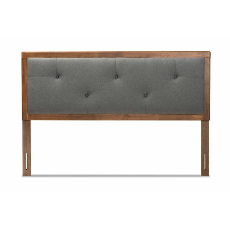 Button-Tufted Fabric Headboard – Dark Grey / Walnut Brown, Transitional Style, Adjustable Height, Twin / Full / Queen / King
