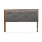 Button-Tufted Fabric Headboard – Dark Grey / Walnut Brown, Transitional Style, Adjustable Height, Twin / Full / Queen / King