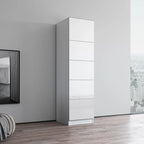 Wardrobe Armoire – Black / Grey / White, Glass Front, Matte Body, Contemporary Style