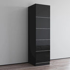 Wardrobe Armoire – Black / Grey / White, Glass Front, Matte Body, Contemporary Style