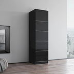 Wardrobe Armoire – Black / Grey / White, Glass Front, Matte Body, Contemporary Style