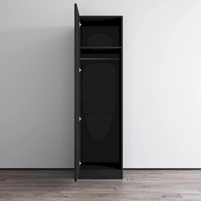 Wardrobe Armoire – Black / Grey / White, Glass Front, Matte Body, Contemporary Style
