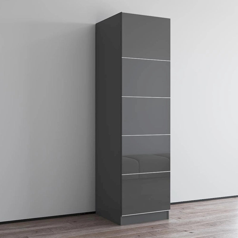 Wardrobe Armoire – Black / Grey / White, Glass Front, Matte Body, Contemporary Style