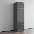 Wardrobe Armoire – Black / Grey / White, Glass Front, Matte Body, Contemporary Style