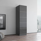 Wardrobe Armoire – Black / Grey / White, Glass Front, Matte Body, Contemporary Style